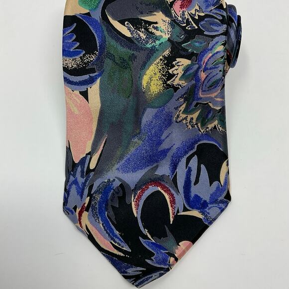 Vintage Jsaco Abstract Tie 100% Silk Men Necktie Floral Hand Made in Italy - Picture 6 of 6